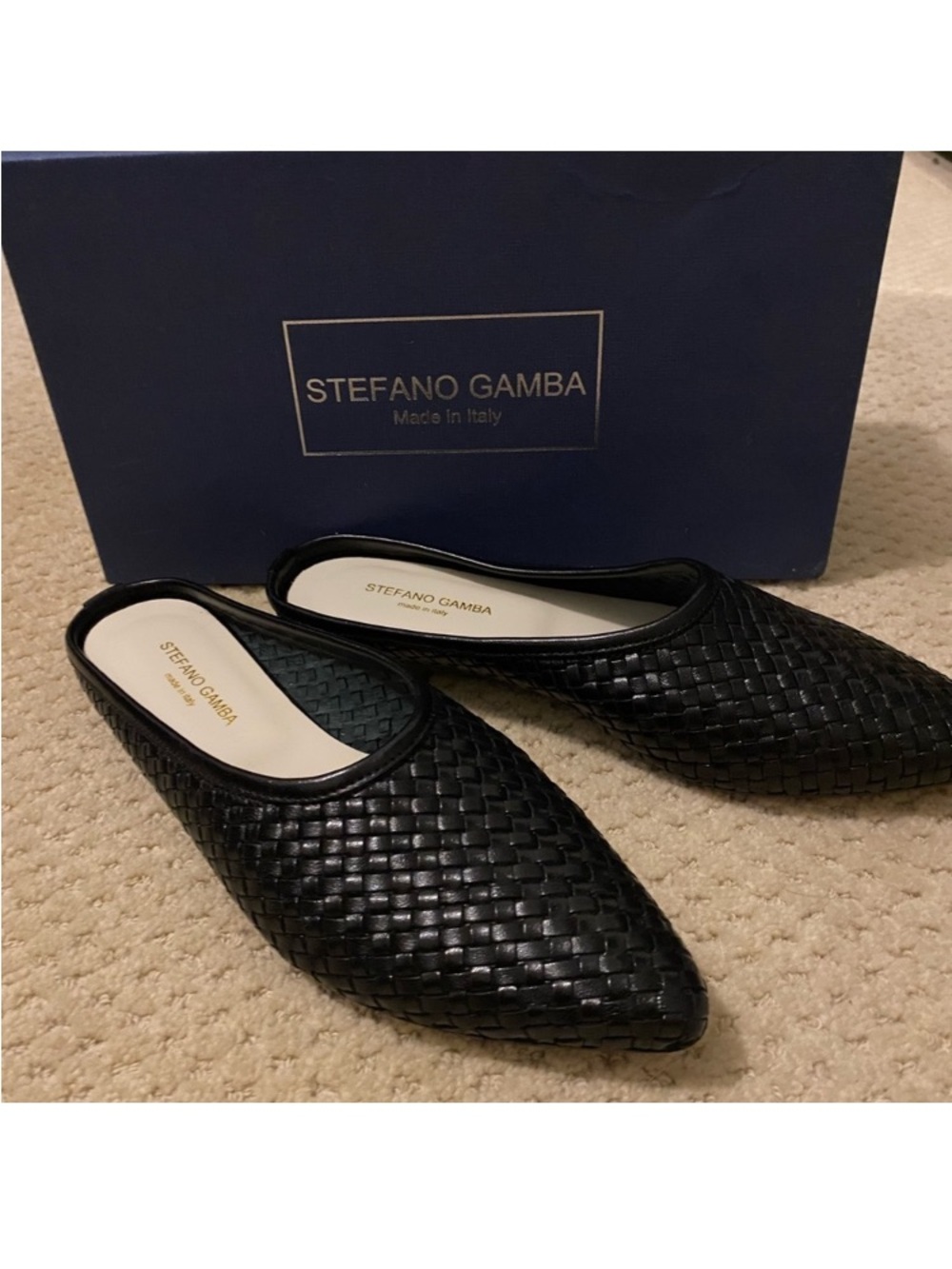 Italian Leather Black Mules - like new, size 6.5